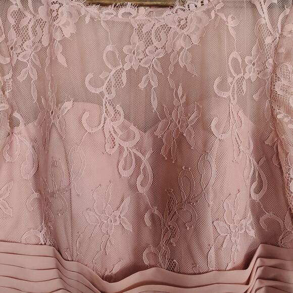 NWT JJ's House A-line Scoop Illusion Ankle-Length Lace Dress Pink - Picture 6 of 13